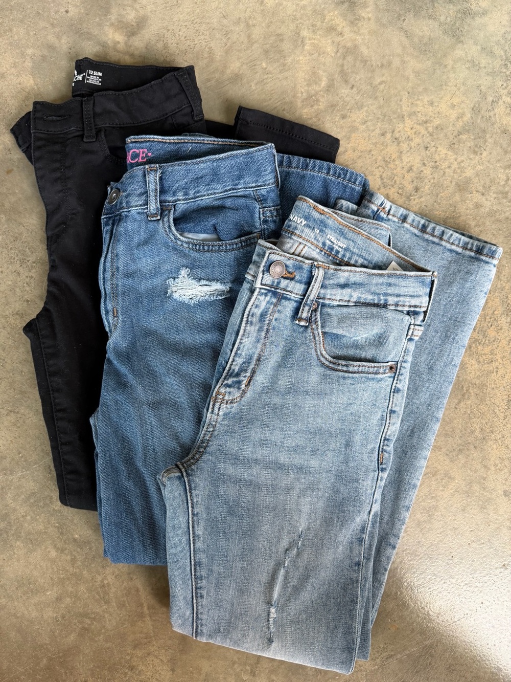 Old Navy/ Jordache/ Childern’s Place Kids Jeans Trio- Light, Medium Blue & Black